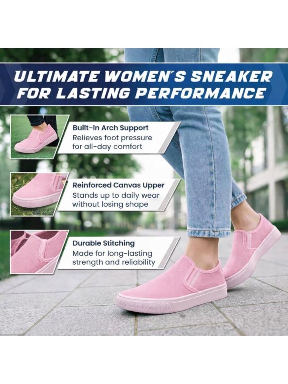 Women's Light Pink Round Toe Padded Insole Collar Canvas Slip On Sneaker Shoes - Picture 6 of 7